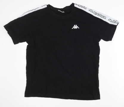 Kappa Men's Black T-Shirt - Medium, Crew Neck, Logo Accent