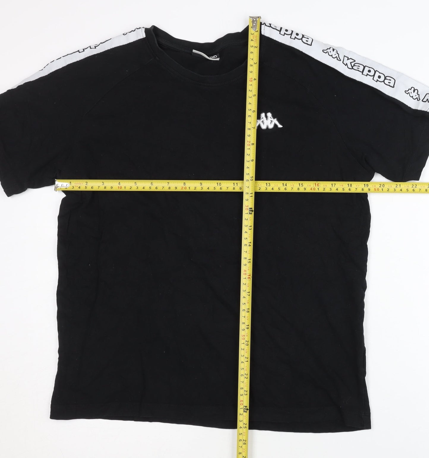 Kappa Men's Black T-Shirt - Medium, Crew Neck, Logo Accent