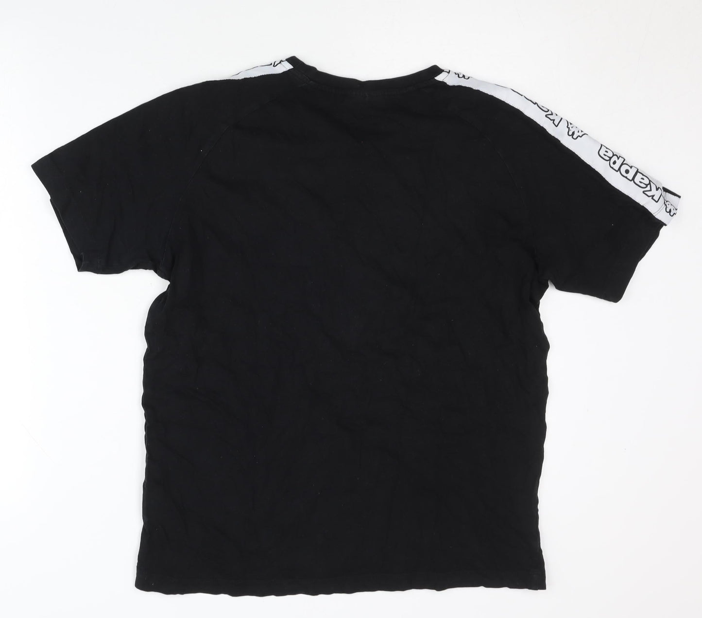 Kappa Men's Black T-Shirt - Medium, Crew Neck, Logo Accent