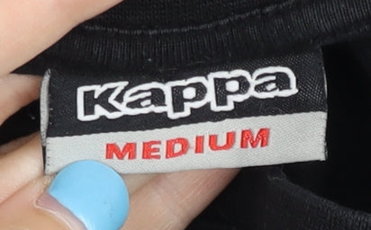 Kappa Men's Black T-Shirt - Medium, Crew Neck, Logo Accent