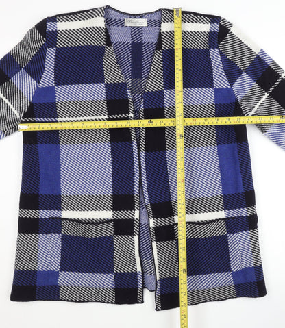 David Nieper Women's Blue Plaid Cardigan UK 14
