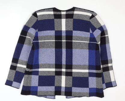 David Nieper Women's Blue Plaid Cardigan UK 14