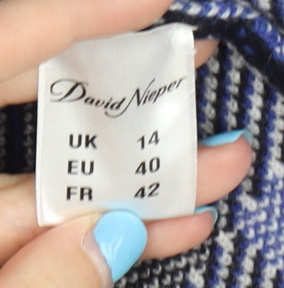 David Nieper Women's Blue Plaid Cardigan UK 14