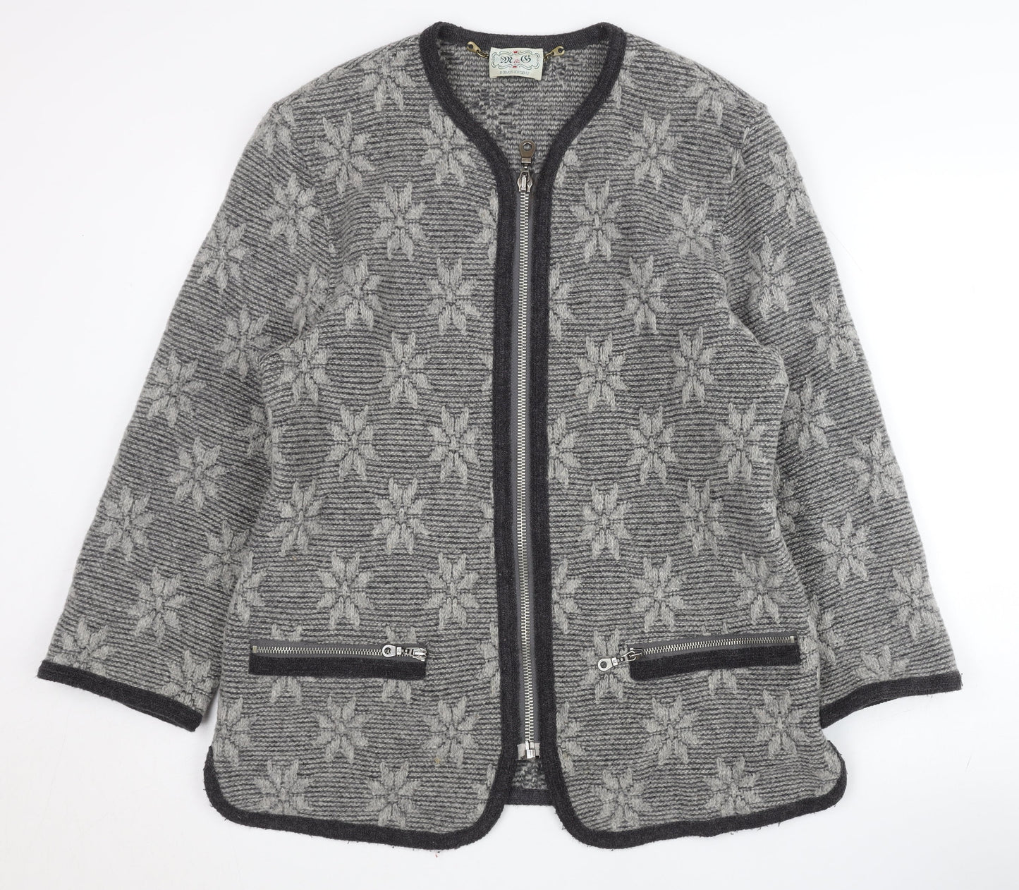 M & G Women's Grey Wool Alpaca Geometric Jacket Size 12