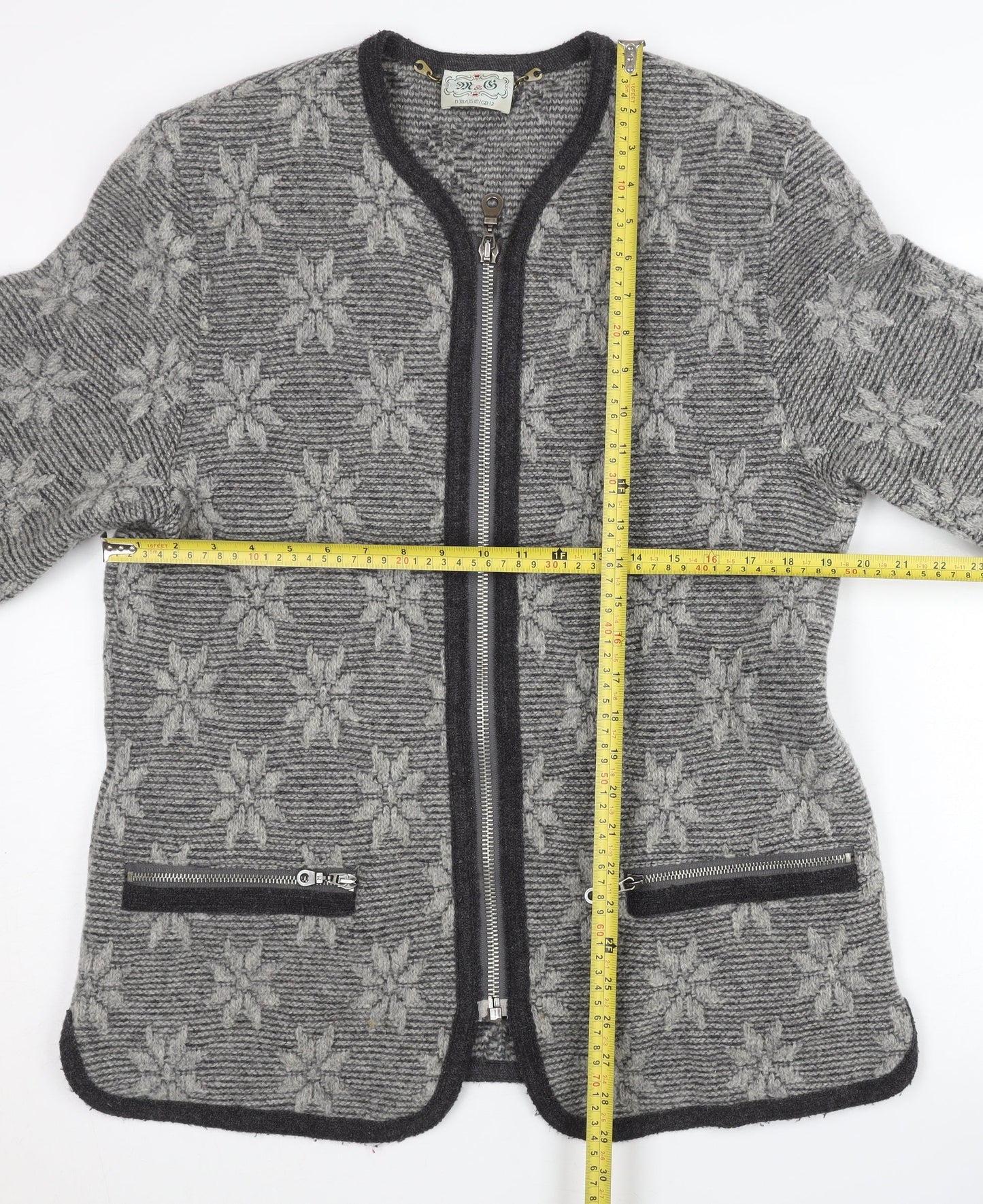 M & G Women's Grey Wool Alpaca Geometric Jacket Size 12