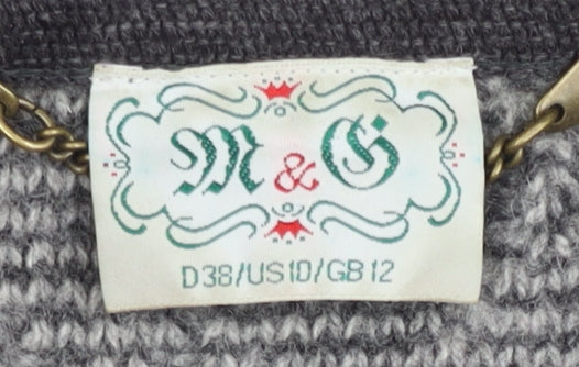M & G Women's Grey Wool Alpaca Geometric Jacket Size 12