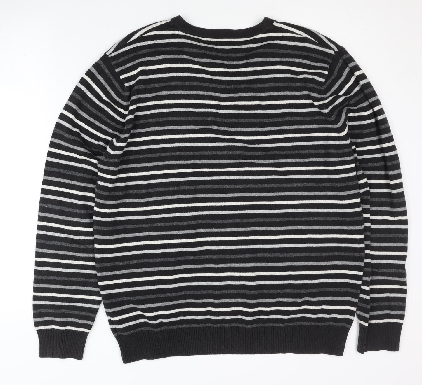 Next Men's Black Striped Henley Jumper, Size L