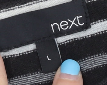 Next Men's Black Striped Henley Jumper, Size L