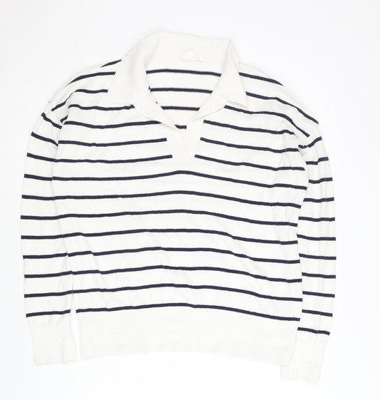 GAP Women's White Striped Pullover Jumper Size 12