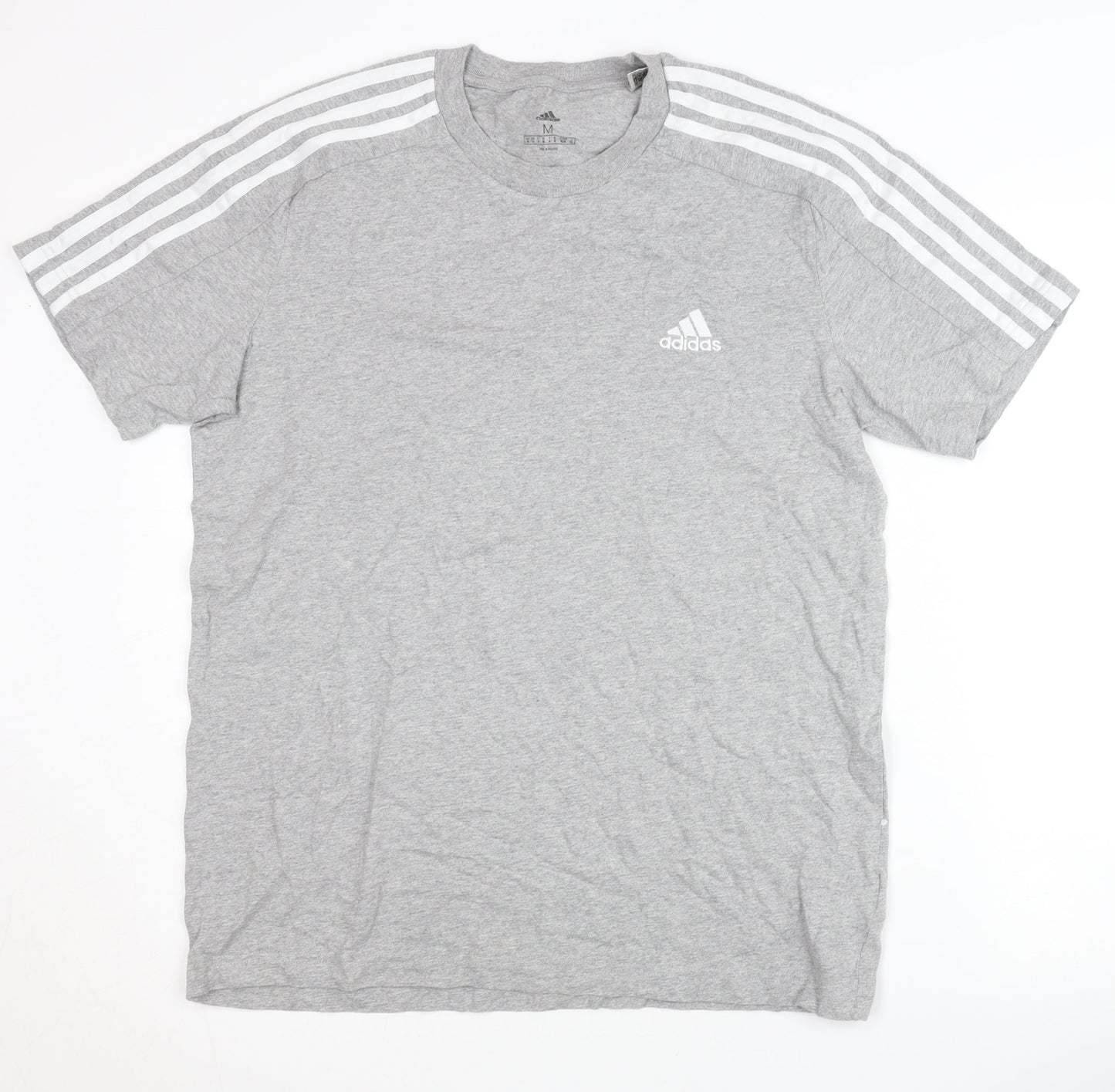 Adidas Men's Grey T-Shirt, Medium, Logo Accent
