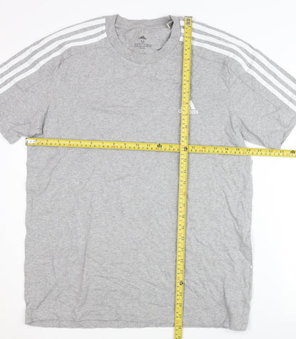 Adidas Men's Grey T-Shirt, Medium, Logo Accent