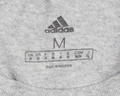 Adidas Men's Grey T-Shirt, Medium, Logo Accent