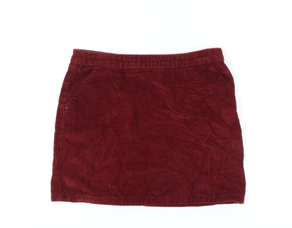 Dorothy Perkins Women's Red Corduroy Skirt Size 12