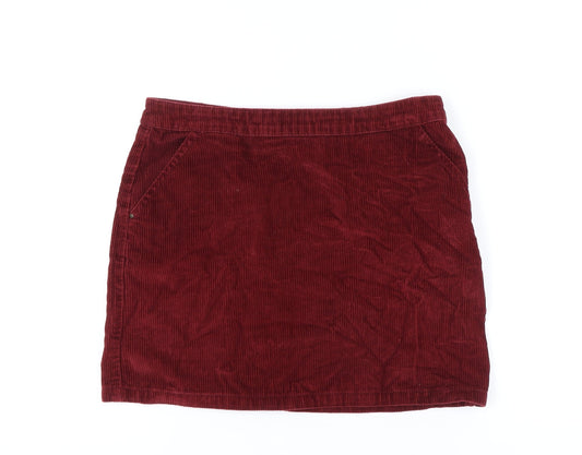 Dorothy Perkins Women's Red Corduroy Skirt Size 12