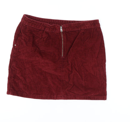Dorothy Perkins Women's Red Corduroy Skirt Size 12