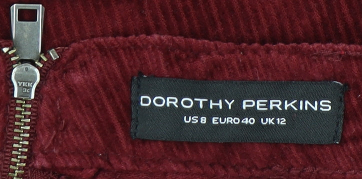 Dorothy Perkins Women's Red Corduroy Skirt Size 12