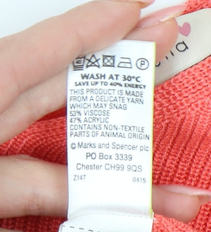 Womens UK Size 12 Marks and Spencer Pink Pullover Jumper