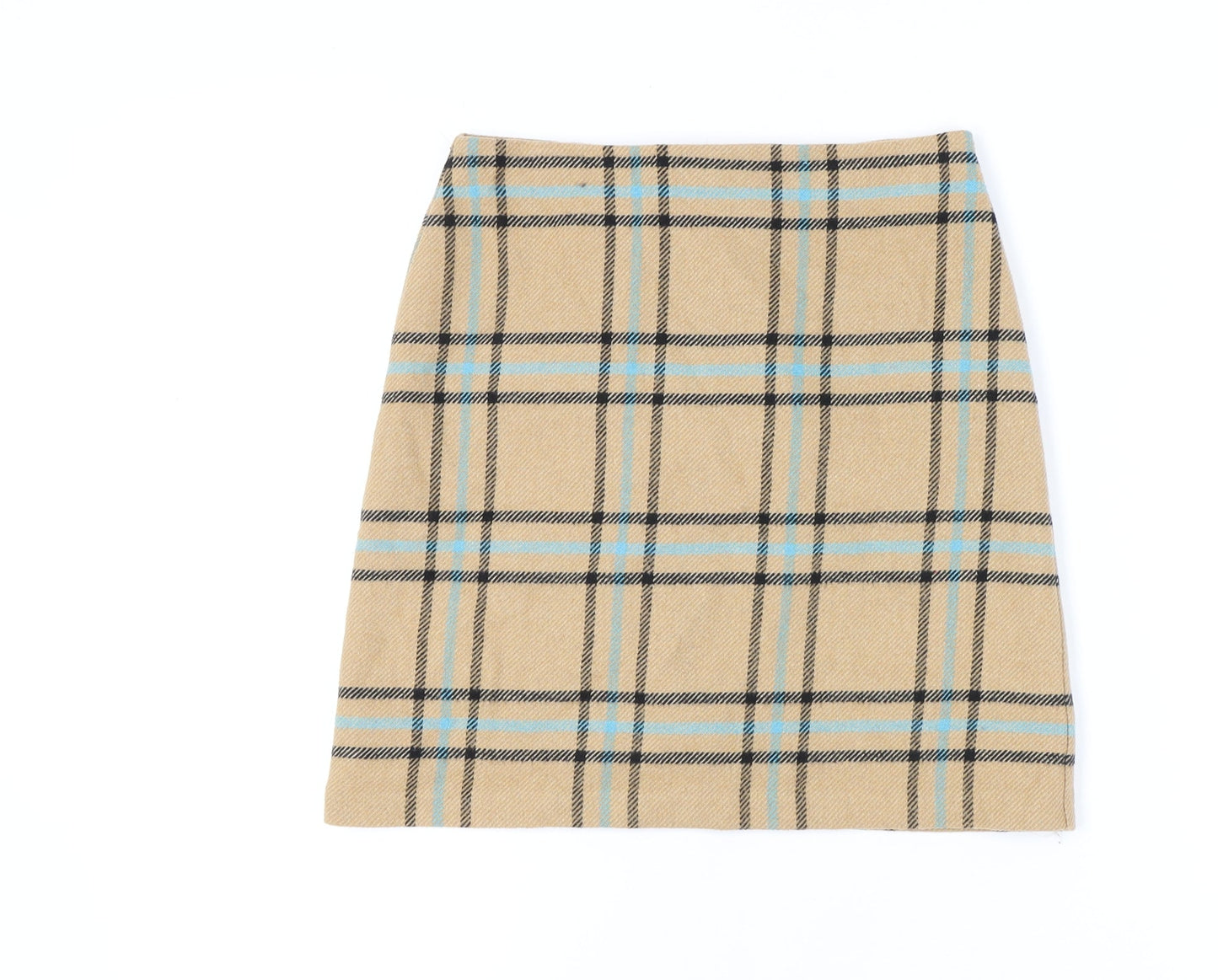 Marks and Spencer Women's Beige Check Pencil Skirt, Size 8