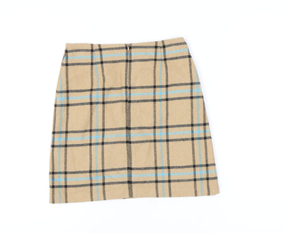 Marks and Spencer Women's Beige Check Pencil Skirt, Size 8