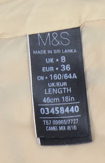 Marks and Spencer Women's Beige Check Pencil Skirt, Size 8