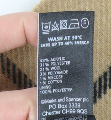 Marks and Spencer Women's Beige Check Pencil Skirt, Size 8