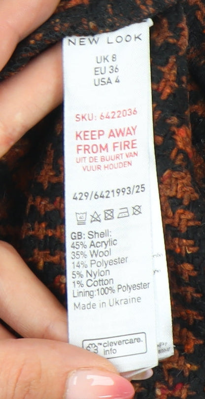 New Look Women's Multicoloured Check Pencil Skirt Size 8