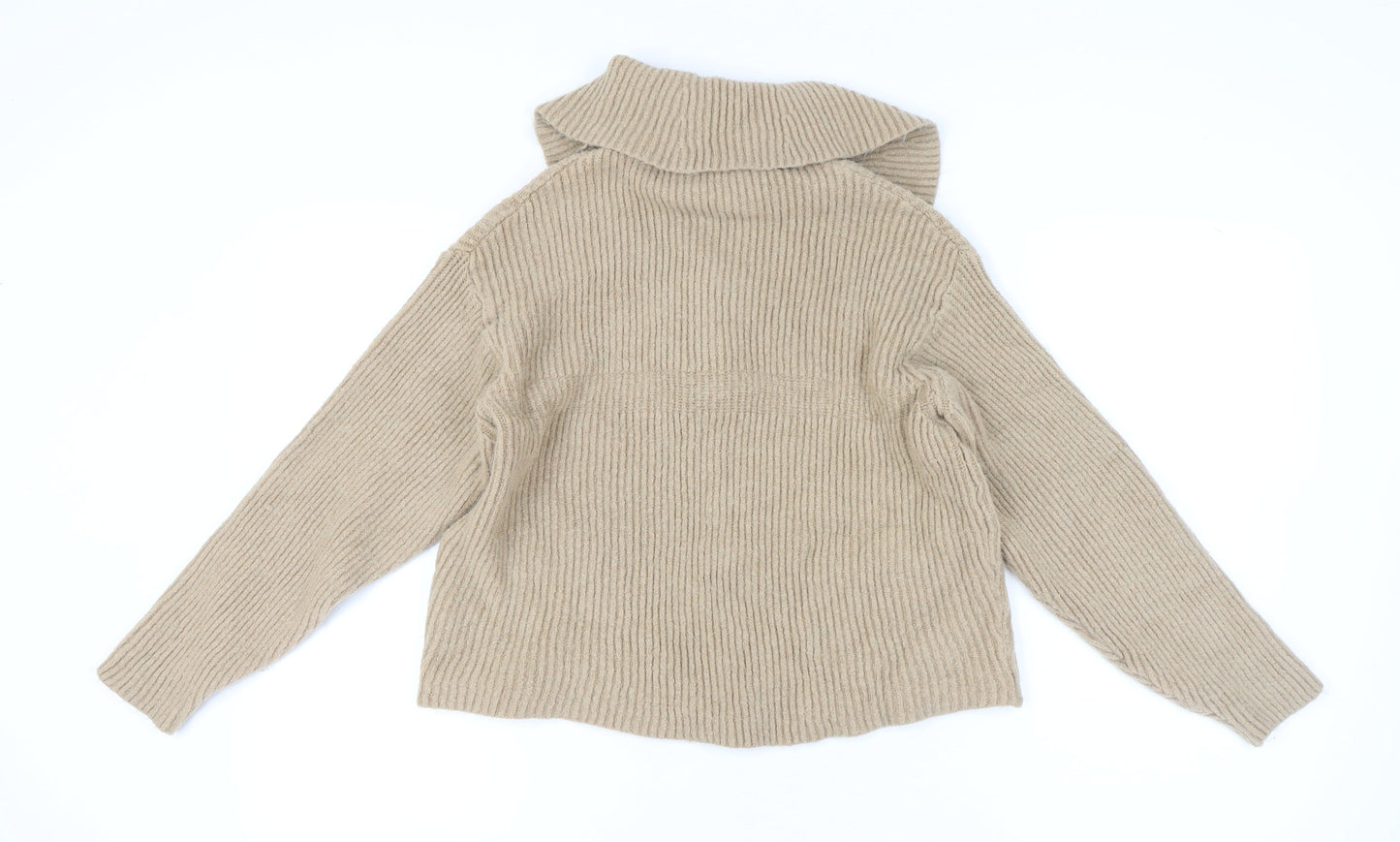 Womens UK Size 12 Pull & Bear Beige Henley Jumper