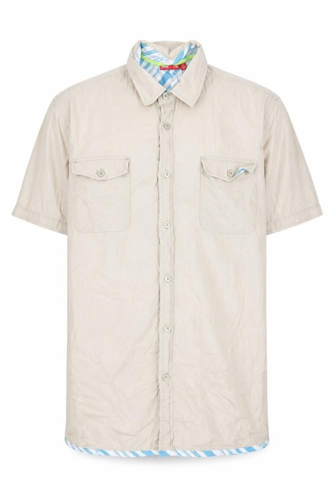 Front view of Puma Men's Beige 2XL Button-Up Casual Shirt