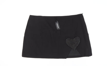 Boohoo Women's Plus Black Beaded Mini Skirt Size 22