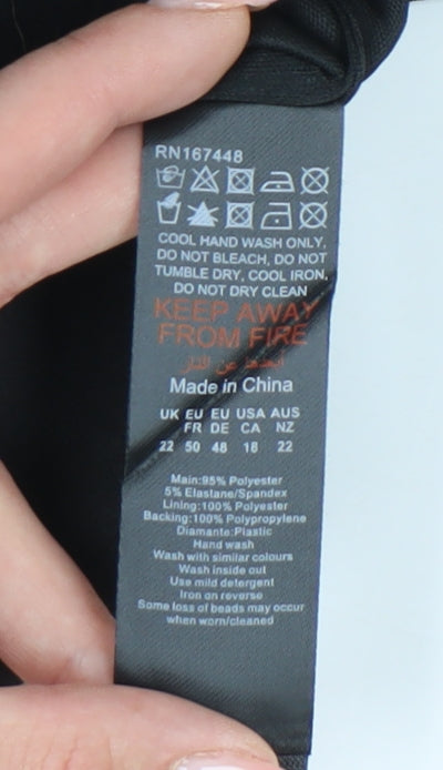 Boohoo Women's Plus Black Beaded Mini Skirt Size 22