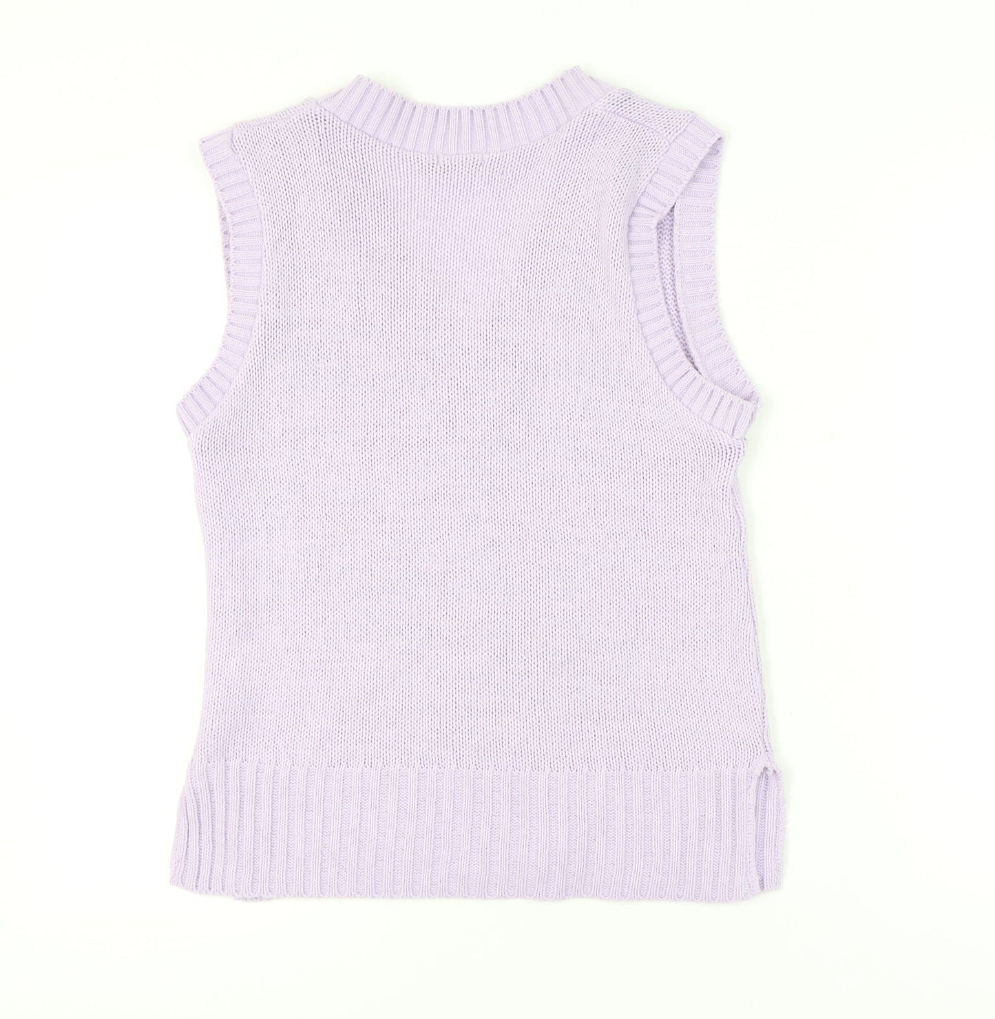 Boohoo Women's Purple Knit Vest L V-Neck Casual