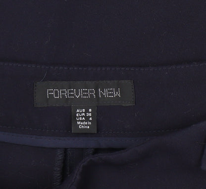 Forever New Women's Blue Straight Trousers, Size 8