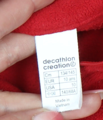 Decathlon Girls Red Fleece 1/2 Zip Sweatshirt 10 Years