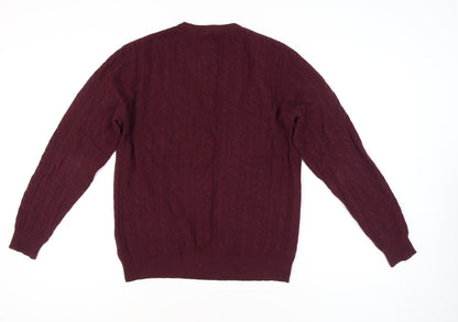 Jack Wills Men's Red Wool Cable-Knit Pullover, Size L