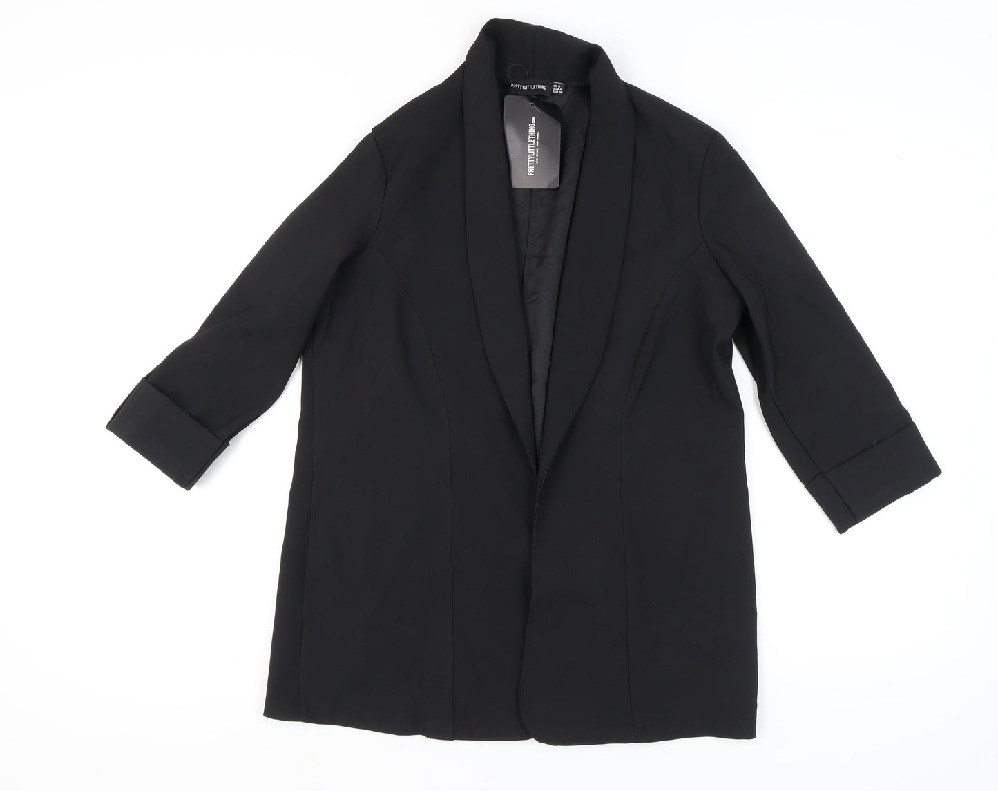 PrettyLittleThing Women's Black Blazer UK 8 Mid-Length