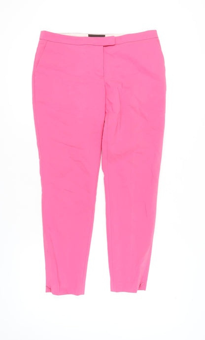 Womens UK Size 12 NEXT Regular Fit Ankle Pink Trousers