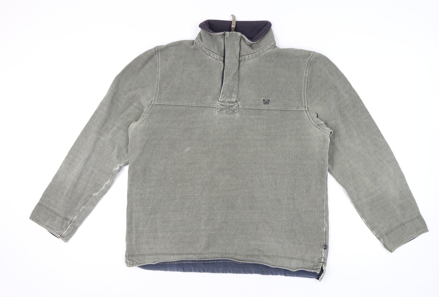 Mens UK Size L Crew Clothing Company Grey Henley Sweatshirt