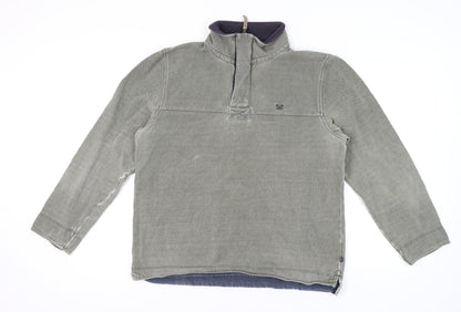 Mens UK Size L Crew Clothing Company Grey Henley Sweatshirt