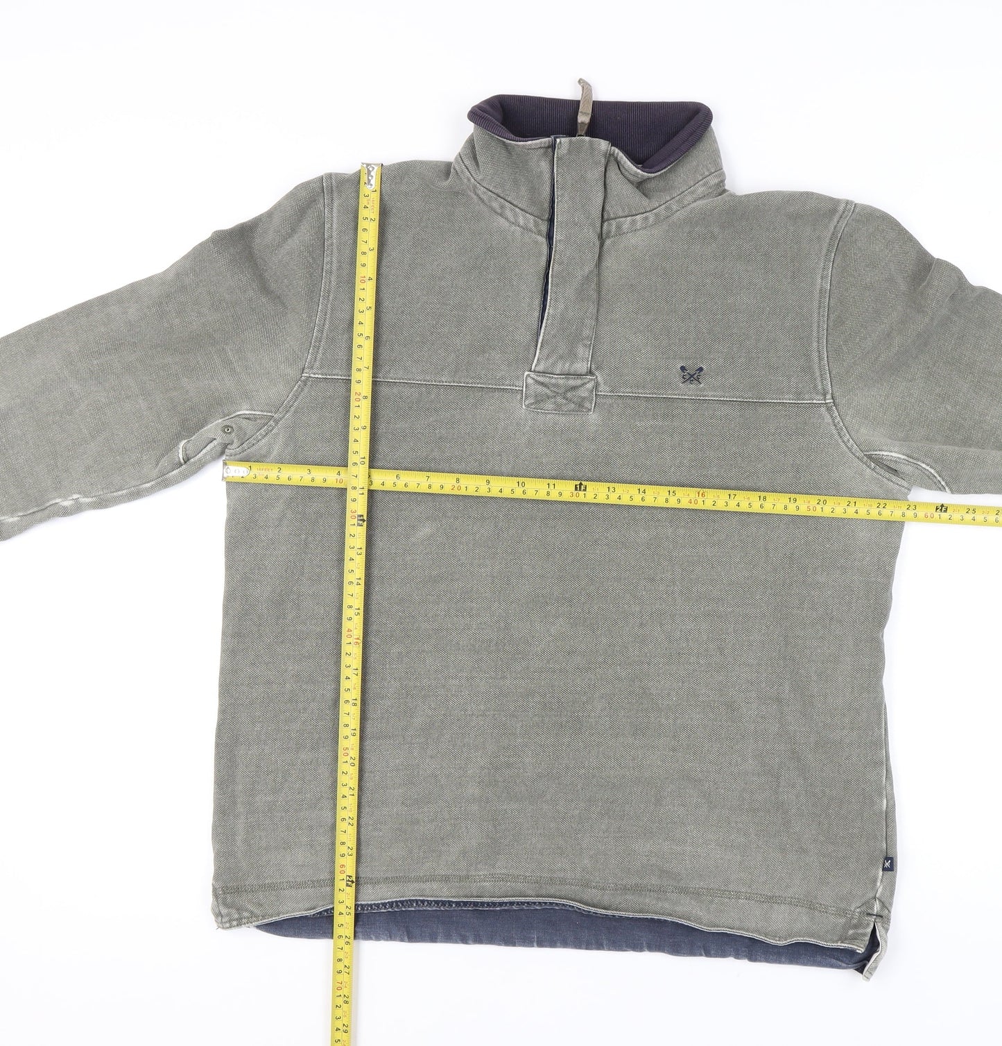 Mens UK Size L Crew Clothing Company Grey Henley Sweatshirt
