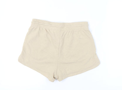 H&M Women's Beige Elastic Waist Cotton Shorts Size 12