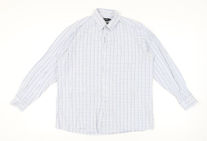 DoubleTWO Mens Blue Check Button-Up Shirt Size 16