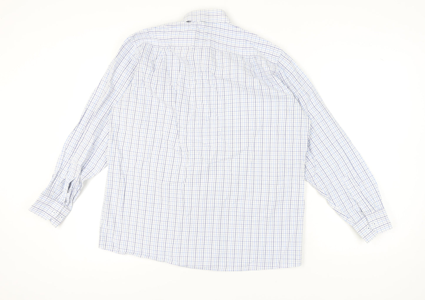 DoubleTWO Mens Blue Check Button-Up Shirt Size 16