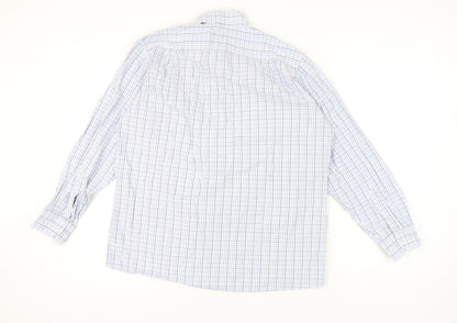 DoubleTWO Mens Blue Check Button-Up Shirt Size 16