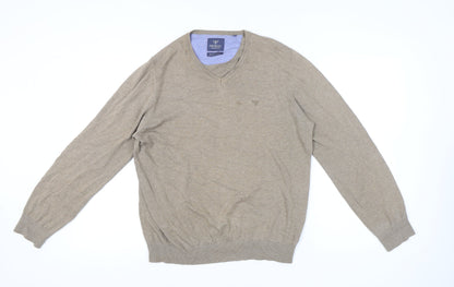 Morley Men's Beige V-Neck Jumper - Size M