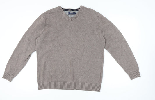 Maine New England Men's Beige Medium V-Neck Pullover Jumper