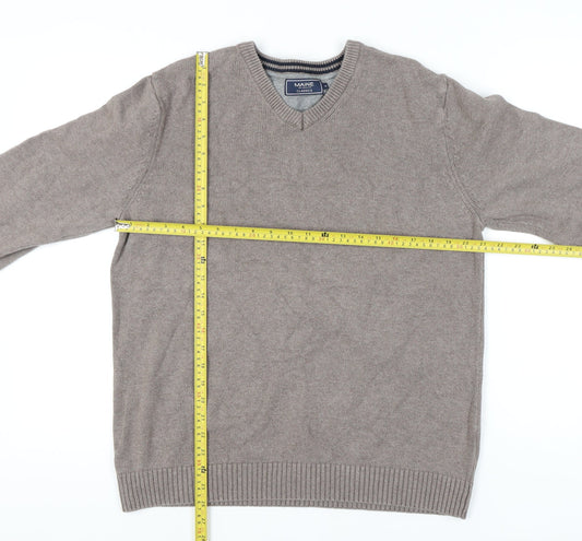 Maine New England Men's Beige Medium V-Neck Pullover Jumper