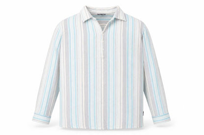 Cotton Traders Men's Blue Striped Long Sleeve Shirt 2XL
