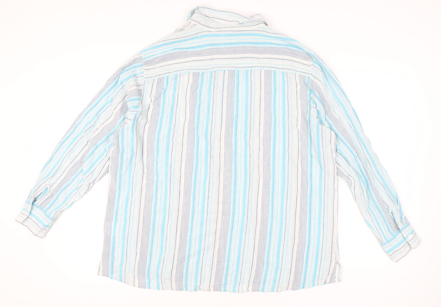 Cotton Traders Men's Blue Striped Long Sleeve Shirt 2XL