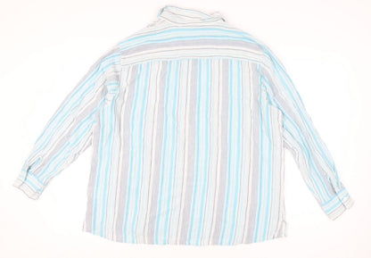 Cotton Traders Men's Blue Striped Long Sleeve Shirt 2XL