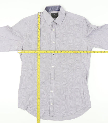 Marks and Spencer Men's Striped Shirt, M, Multicoloured